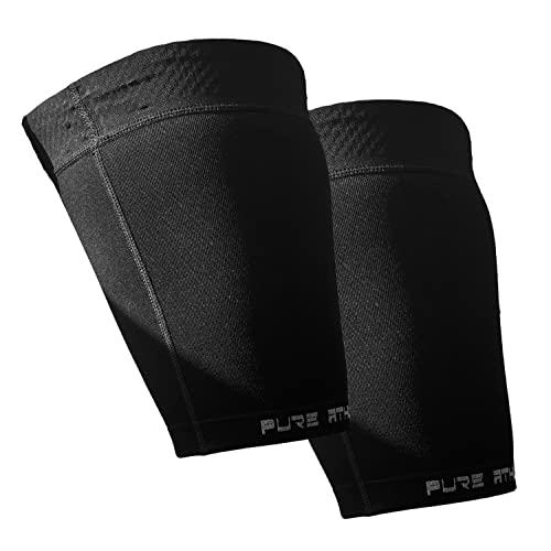 Thigh Compression Sleeve – Hamstring, Quadriceps, Groin Pull and Strains – Running, Basketball, Tennis, Soccer, Sports – Athletic Thigh Support (Single) (2 Sleeves - Midnight Black, M)
