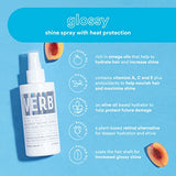 VERB Glossy Shine Spray with Heat Protection - Vegan Paraben Free Moisturizing Hair Spray without Harmful Sulfates for All Hair Types - Adds High Shine and Primes for Styling, 6.5 fl oz