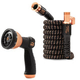 POCKET HOSE Copper Bullet Expandable Garden Hose w/10 Pattern Thumb Spray Nozzle AS-SEEN-ON-TV 25 FT 650psi