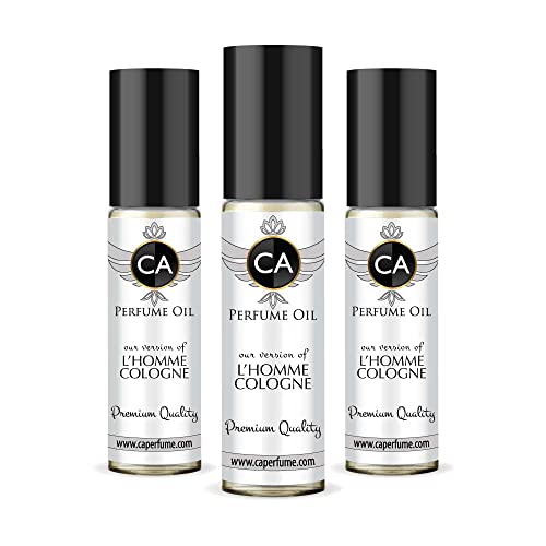 CA Perfume Impression of Yves S. Lauren L’homme Cologne For Men Replica Fragrance Body Oil Dupes Alcohol-Free Essential Aromatherapy Sample Travel Size Concentrated Long Lasting Roll-On 0.3 Fl Oz-X3