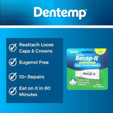 Dentemp Recap-It Cap and Crown Repair Dental Kit - Fast Acting Formula Dental Cement for Loose Caps (Pack of 3) - Temporary Cement for Crown and Bridge