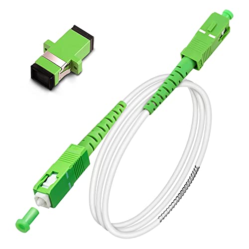 SC/APC to SC/APC Fiber Optic Internet Cable, Armored Single Mode Patch Cable, Fiber Optic Jumper Optical Patch Cord - SIMPLEX - 9/125um - OS1/OS2 Compatible, LSZH White, 3m