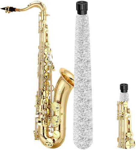 Tenor Saxophone Cleaning Swab, Tenor Sax Pad Saver Brush Cleaner, Ultra Absorbent Cotton Sax Cleaning & Care Kit, Suitable for Tenor Sax, Length 28''