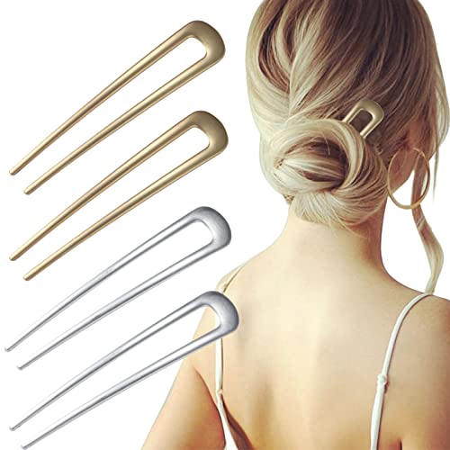 U-Shaped Hair Pins Metal Vintage Hair Sticks French Hair Pin Hairstyle Chignon for Women Girls,4PCS (Multiple)-Style 5