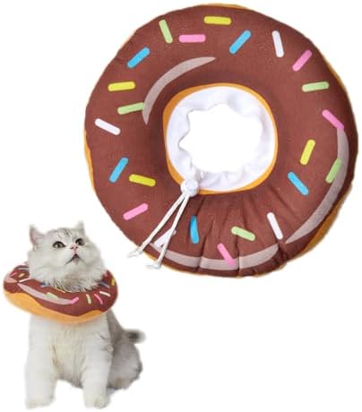 Amakunft Adjustable Cat Cone Collar Soft, Cat Recovery Collar, Cone for Cat After Surgery, Cat Neck Cone, Elizabethan Collar for Cat and Kitten (Donut M (Neck:6"-13"))