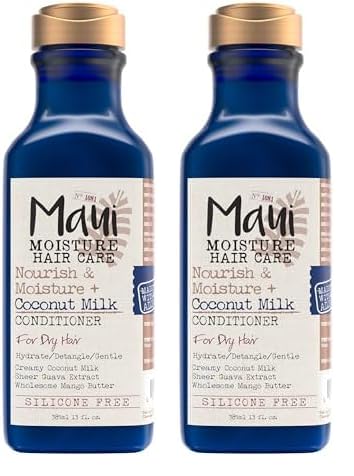 Maui Moisture Nourish & Moisture + Coconut Milk Conditioner to Hydrate and Detangle Curly Hair, Lightweight Daily Moisturizing Conditioner, Vegan, Silicone & Paraben-Free, 13 fl oz (Pack of 2)