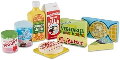 Melissa & Doug Fridge Food Wooden Play Food Set - 9 Pieces Pretend Play Kitchen Accessories, For Kids Kitchen, Wooden Grocery Sets For Kids Ages 3+