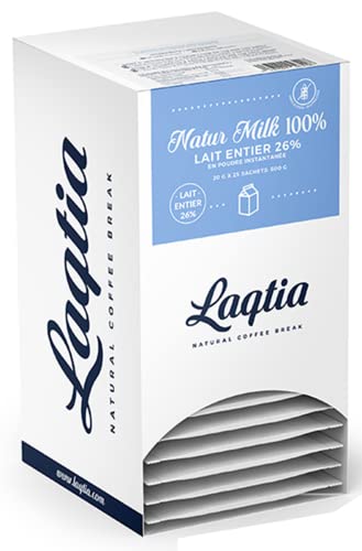 Instant Full Cream / Whole Milk Powder PACKETS by Laqtia, 18 Count Box, Makes an 8oz glass of Milk, Non GMO, Free of bST and rBGH, made using 100% European Dairy, product of Spain (Convenient On-The-Go) Instant Milk)