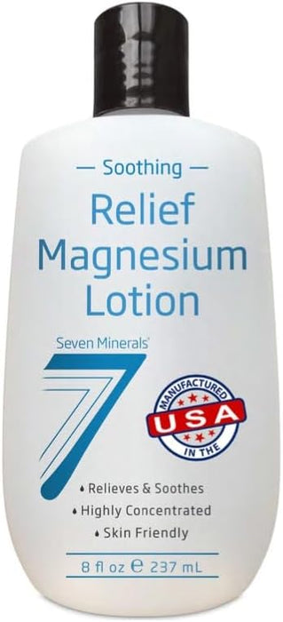 Seven Minerals Magnesium Lotion for Soothing Relief & Relaxation - Highly Concentrated Magnesium for Better Sleep, Feet & Joint Care. Non-Greasy Lotion with Skin Friendly Ingredients - 8 fl oz