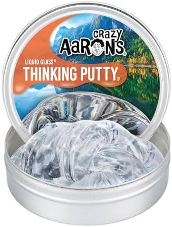 Crazy Aaron's Liquid Glass Thinking Putty 4 Inch Tin (3.2 oz) - See-Through Putty, Soft Texture - Never Dries Out