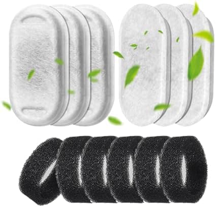 Cat Fountain Filter Replacement: 12 Cat Water fountain Filter - 6 Pieces Filters + 6 Pieces Sponges for Cat Fountains - Pet Water Fountain Filters for Cat Water Fountain H1 (67oz/2L)