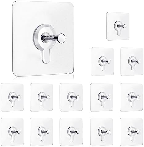 14 Pack Wall Hooks 13 lbs(Max), Wall Hangers Without Nails, Adhesive Wall Hooks, Waterproof and Rustproof to use Inside Kitchen, Bathroom, Home and Office
