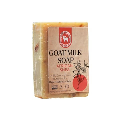 Honey Sweetie Acres Fresh Off The Goat All Natural Moisturizing 5 Oz Bar Of Handmade African Shea Goat Milk Soap - Made in USA