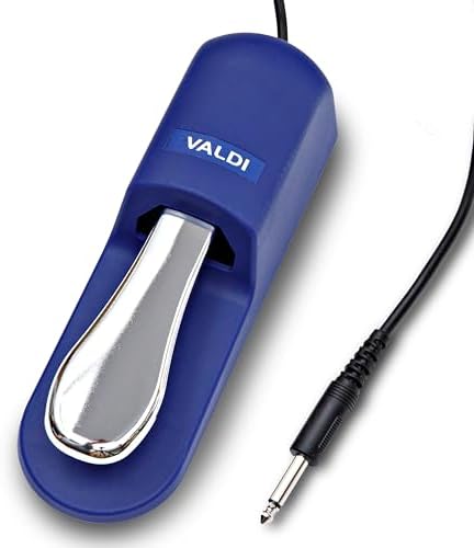VALDI BP-3 Sustain Pedal - Universal Pedal for Keyboard Piano, Digital Pianos, MIDI Keyboards & Synths - Conversion Switch for All Brands - 1/4'' Jack, Anti-Slip Design, Extended Cable (BULE)
