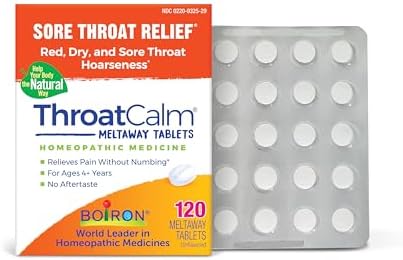 Boiron ThroatCalm Tablets for Relief of Sore Throat, Hoarseness, or Scratchy, Red, Dry Throat - 120 Count