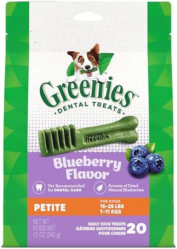 Greenies Petite Natural Dental Care Dog Treats Blueberry Flavor, 12 oz. Pouch (20 Treats)