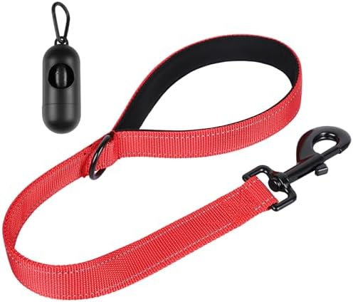 Dog Leash, Short Dog Leash, Leashes for Large Breed Dogs,Traffic Padded Handle- Reflective Training Lead, Perfect for Medium to Large Dogs(24 Inch, Red)