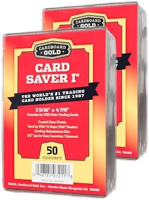 Cardboard Gold Card Saver 1-100 Count - Semi Rigid Card Holder, Trading Card Protectors - PSA-Approved Cardsaver for Baseball, Trading, Sports Cards - Card Sleeves, Binder, & Storage Box Compatible