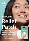 EasyDerm Relief Invisible Patch(42 counts) I Contains 10,000ppm of Tea Tree Oil, Pimple Patch, Ultra-slim 0.1mm, Waterpoof, Korean Pimple Patches