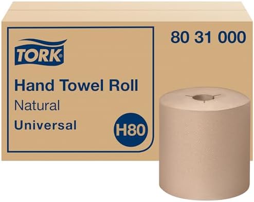 Tork Hand Towel Roll, Natural, Universal, H80, Extra Large, 100% Recycled, 1-Ply, 6 Rolls x 1000 ft, 8031000