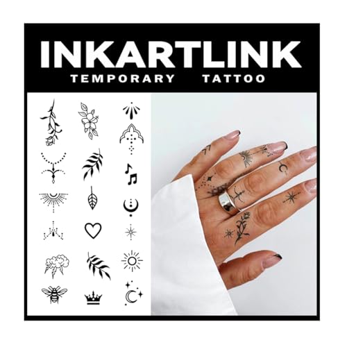 Tattoo Tech, 2 Sheets Medium Semi Permanent Tattoo, Adult Art Design Temporary Tattoos, Lasts 1-2 Weeks (Henna Finger Tattoo for Women 1)