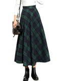 Plaid Dresses for Women 2024 Fall Winter Dress Christmas Outfits Clothes Checkered Sweater Tweed Tartan Wool Long Skirt, Long Green, M