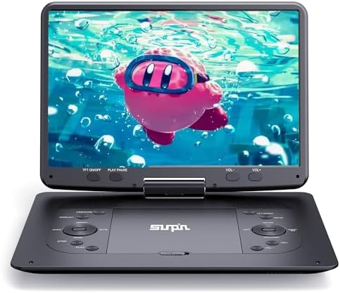 16.9''Portable DVD Player with 14.1''HD Large Screen, 5 Hours Rechargeable Battery, Kids DVD Players for Car Travel, USB/SD Card/Sync TV and Multiple Disc Formats, Black