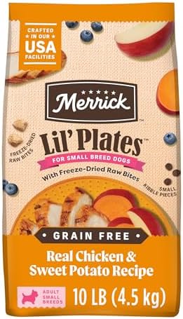 Merrick Lil’ Plates Grain Free Dry Dog Food For Small Dogs, Chicken And Sweet Potato Kibble With Raw Bites - 10.0 lb. Bag