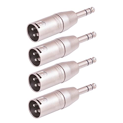 4 Pack 1/4" TRS to XLR Adapter, Balanced Quarter Inch 6.35mm Male to XLR Male Adapters