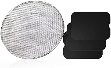 Replacement Splatter Shield and 3PCS Grill Mat for Ninja Foodi FG551 Air Fryer,Stainless Steel Splatter Screen Accessories for Ninja Foodi Smart XL 6-in-1 Indoor Grill