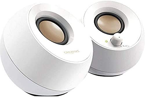 Creative Pebble 2.0 USB-Powered Desktop Speakers with Far-Field Drivers and Passive Radiators for PCs and Laptops (White) (Renewed)
