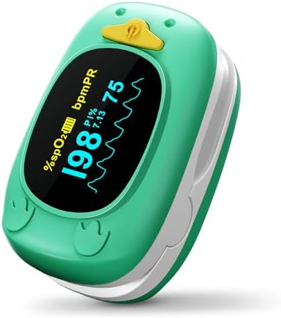 Pulse Oximeter for Kids-HOLFENRY Baby Oxygen Monitor Fingertip for Children Kids Pulse Oximeter Fingertip, Large Display, Included with AAA Battery