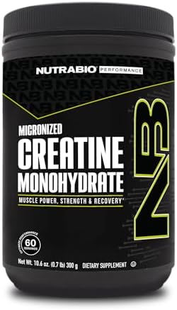 NutraBio Pure Creatine Monohydrate Powder Supplement, Unflavored, (300 g) - Supports Bulk Muscle Energy, Recovery, and Strength - HPLC Tested Pure Grade Creatine Powder Supplement for Men and Women