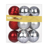 Silver & Red 1.6" Small Christmas Balls Christmas Tree Decoration Ornaments Shatterproof Hanging Balls for Birthday Halloween Holiday Wedding Decorations Set of 12pcs