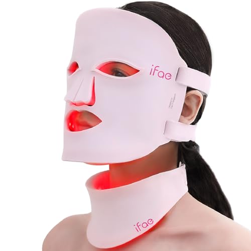 Red Light Therapy Mask for Face and Neck, 7 Colors Silicone Led Face Mask Light Therapy at Home Rechargeable & Ergonomic Design for True Anti-Aging Skincare at Home and Travel(Pink)