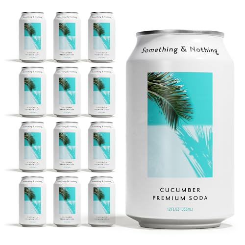 Something & Nothing Flavoured Sparkling Water - Lightly Carbonated, Full Flavoured with Added Grape & Lemon Juice | Vegan & Low Calorie Soda | 350ml Cans, Pack of 12 (Cucumber)