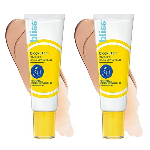 Bliss Block Star Block This Way Duo Tinted Face Sunscreen SPF 30-100% Mineral Broad Spectrum Sunscreen With Zinc Oxide & Titanium Dioxide - Non Greasy Invisible finish