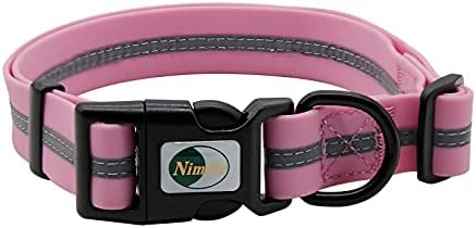 NIMBLE Dog Collar Waterproof Pet Collars Anti-Odor Durable Adjustable PVC & Polyester Soft with Reflective Cloth Stripe Basic Dog Collars S/M/L Sizes (Medium (11.81”-18.5”inches), Lavender)