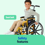 Medline Pediatric Wheelchair for Children - Promoting Comfort and Mobility, 14”W x 12”D Seat