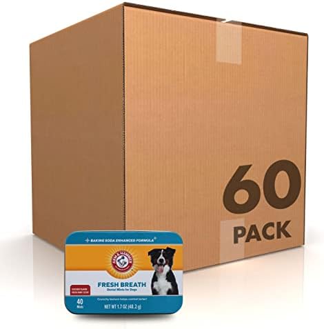 Arm & Hammer for Pets Dental Mints for Dogs, Fresh Breath | Get Fresh Doggie Breath Without Brushing, Way to Fresher Dog Breath | Chicken Flavor, 40 Count - 60 Pack