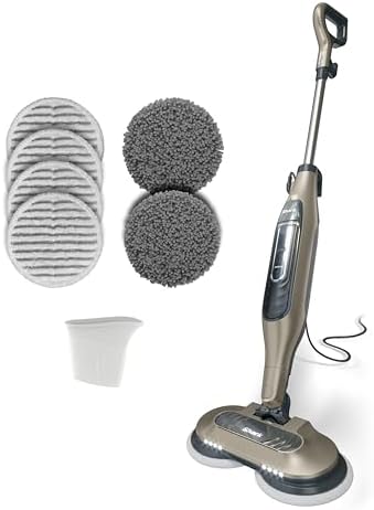 Shark Steam & Scrub All-in-One Scrubbing and Sanitizing Hard Floor Steam Mop, Designed for Hard Floors, with 4 Dirt Grip Soft Scrub Washable Pads, 3 Steam Modes & LED Headlights, S7005 (Renewed)