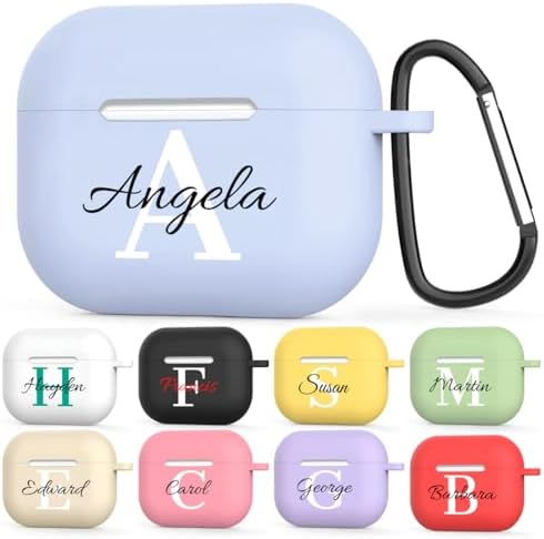 Custom Personalized Name for AirPods 3 Case, Customized Text for AirPod 3rd Generation Soft TPU Protective Case with Keychain