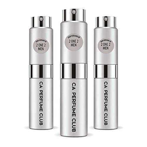 CA Perfume Impression of Carolina H. 2 One 2 Men For Men Replica Version Fragrance Dupes Concentrated Long Lasting Eau de Parfum Spray Refillable Atomizer Bottle 0.27 Fl Oz-X3