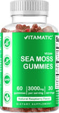 Vitamatic 2 Pack Irish Sea Moss Gummies - 3000 mg - 60 Vegan Gummies - Made with Bladderwrack & Burdock Root - Seamoss Supplement for Thyroid, Energy, Immune Support