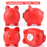 PJDRLLC Piggy Bank, Unbreakable Plastic Money Bank, Coin Bank for Girls and Boys, Medium Size Piggy Banks, Practical Gifts for Birthday, Easter, Christmas (Red)