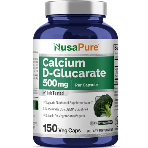 NusaPure Calcium D-Glucarate 500 mg 150 Veggie Caps, Vegan, Non-GMO, Gluten-Free