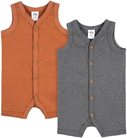 Gerber Baby Boys' 2-Pack Short Leg Romper