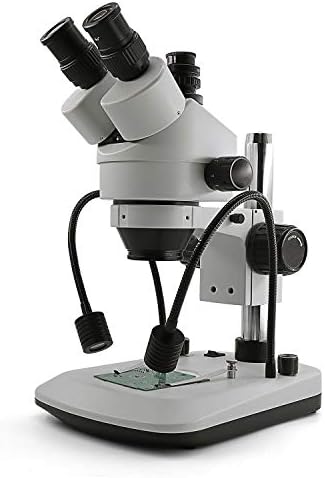 Swift S7-TGL-CA05 Trinocular Stereo Microscope, 7X-45X Zoom, WF10X Eyepieces, Gooseneck & Transmitted LED Lights, Pillar Stand, 110V