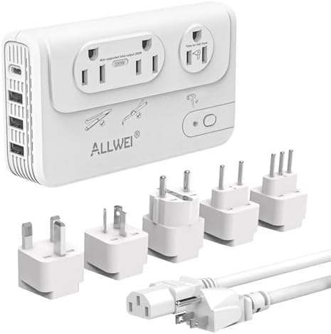 ALLWEI 2000W Travel Voltage Converter 220v to 110v Converter for European Travel, Voltage Adapter for Hair Dryer, Straightener/Curling Iron, Power Converter Adapter Combo with Type C, E/F, G, I, L