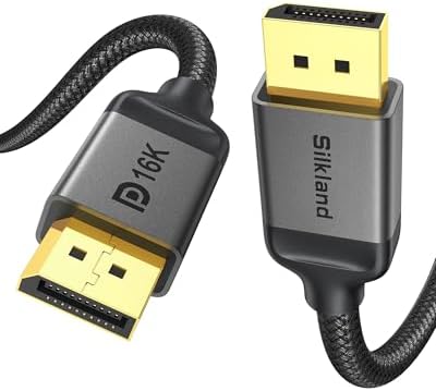 Silkland DisplayPort 2.1 Cable 1.5FT [VESA Certified], DP 2.1 Cable [16K@30Hz, 8K@120Hz, 4K@240Hz, 2K@360Hz] 40Gbps HDR, DSC 1.2a, Compatible FreeSync G-Sync Gaming Monitor 4090 3090Ti 7900XTX